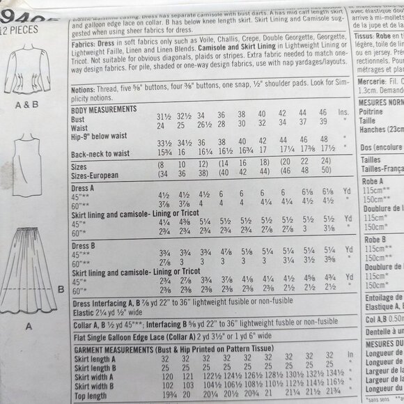 1990s Simplicity 9405 Vintage Maren Dress Sewing Pattern Size Z 20 22 24 Uncut - Picture 4 of 4